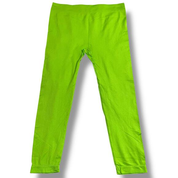 No Boundaries Womens Footless Tights Neon Green Ankle Length Large 11 13 - Picture 4 of 6